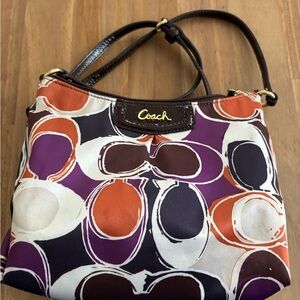 Coach Orange and Purple Shoulder Bag with Artistic Flair